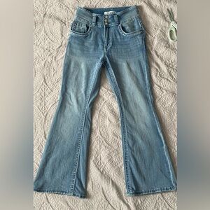 Y2K H&Y Flared Bejeweled  Light Wash Mid-Rise Jeans Size 7/8